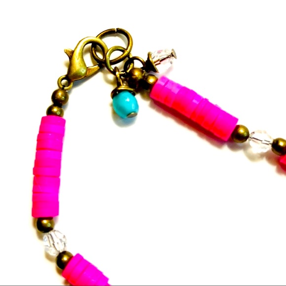 Handmade The Pink Flamingo Tropical Summer Anklet Bracelet - Picture 6 of 7